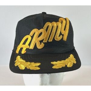 Vintage Army Black Knights Hat Cap Snap Back Spell Out Scrambled Eggs 1980's